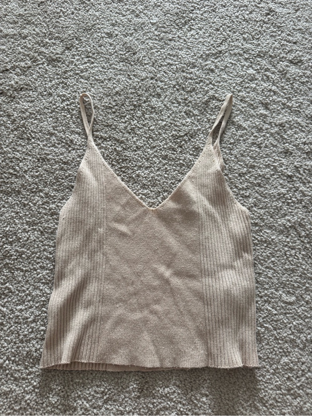 Forever 21 Beige Ribbed V-Neck Cami Top